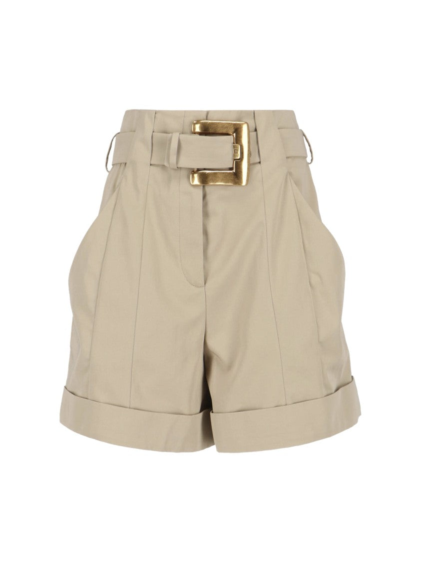 Balmain Cotton Gabardine Shorts – Beige