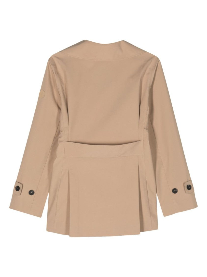 Save The Duck Sand Beige Double-Breasted Coat With Pleat Detailing