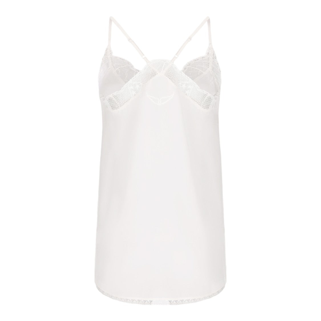 Zadig & Voltaire Lace-Trimmed White Spaghetti Strap Top