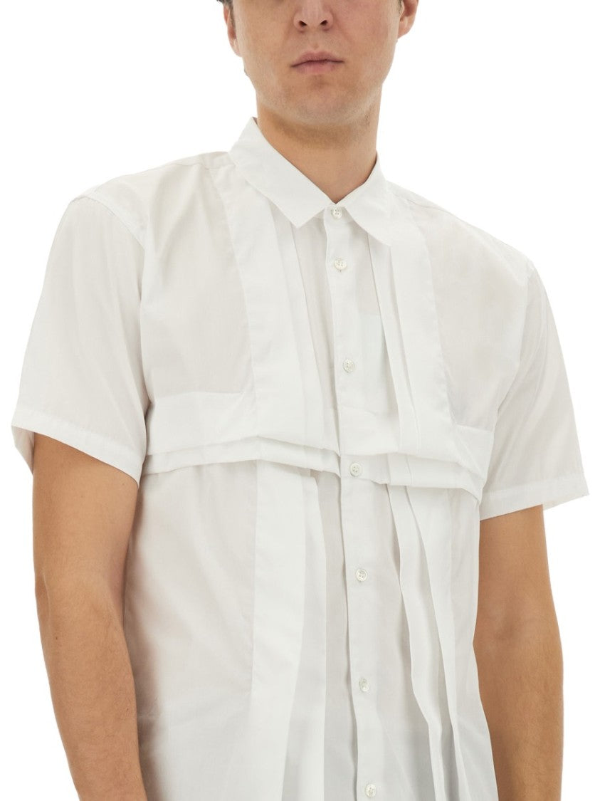 Comme Des Garçons Pleated Front Cotton Poplin Shirt