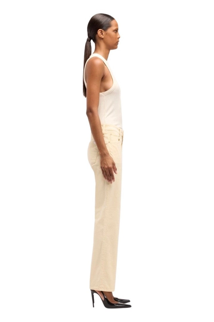 7 For All Mankind Straight-Leg Corduroy Pants In Eggshell