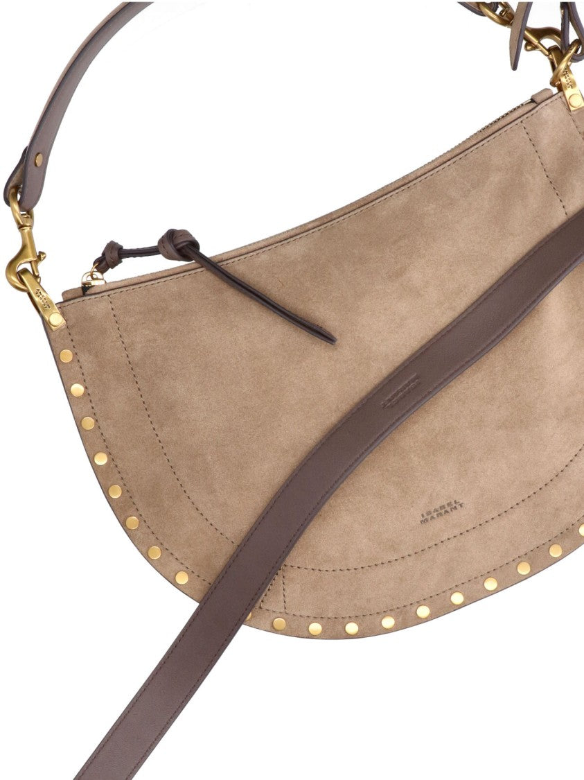 Isabel Marant Taupe Oksan Soft Studded Suede Shoulder Bag