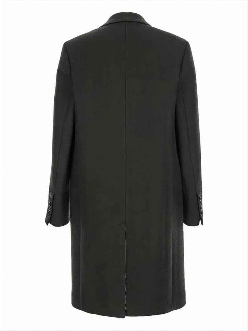 Ami Tailored Black Wool Coat With Notch Lapel