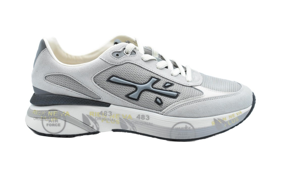 Premiata Low Gray-Black Sneakers With Calf Leather