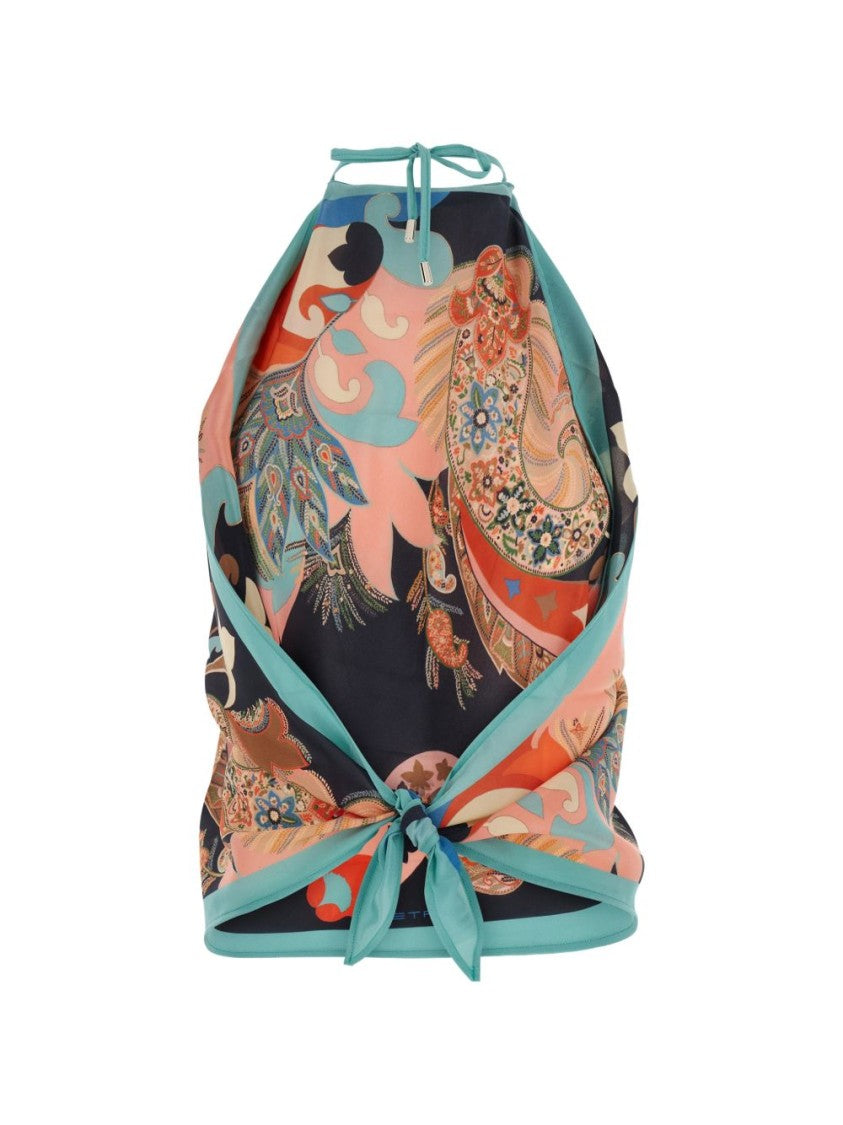 Etro Silk Sleeveless Paisley Top