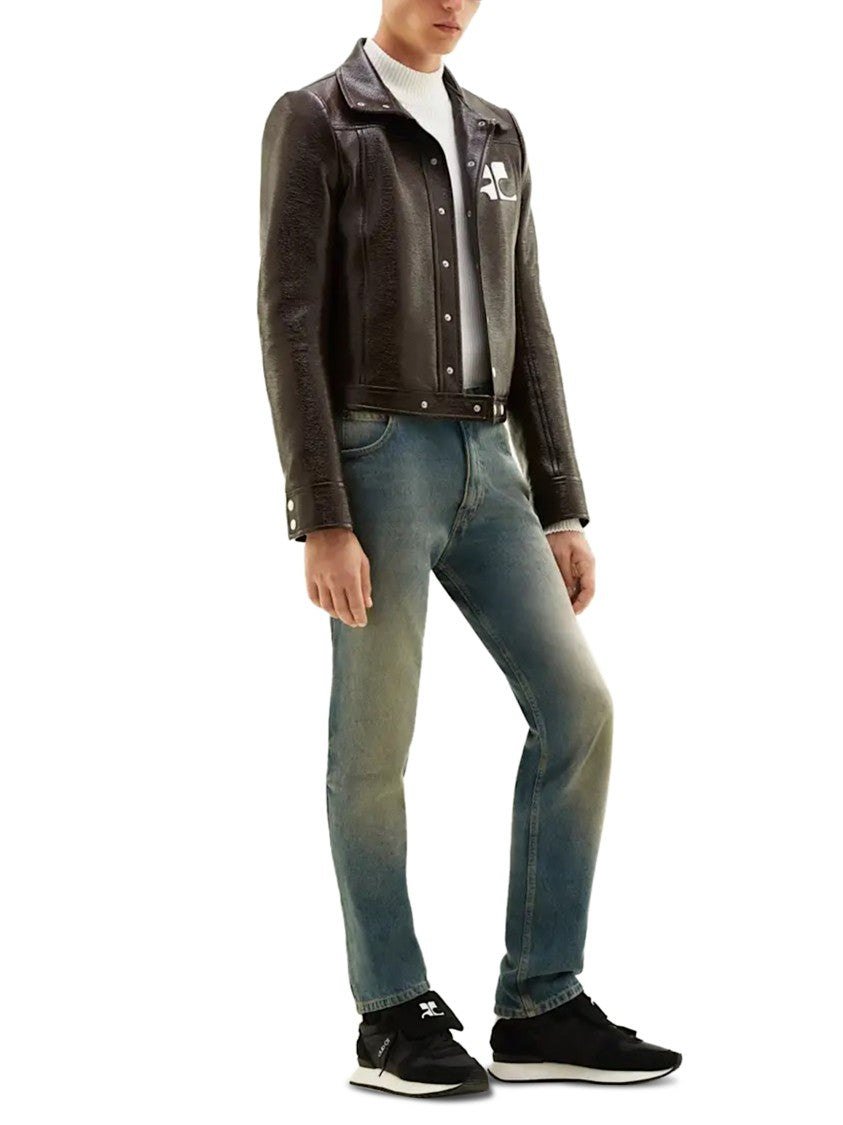 Courrèges Glossy Vinyl Jacket With Structured Silhouette And Logo Detail