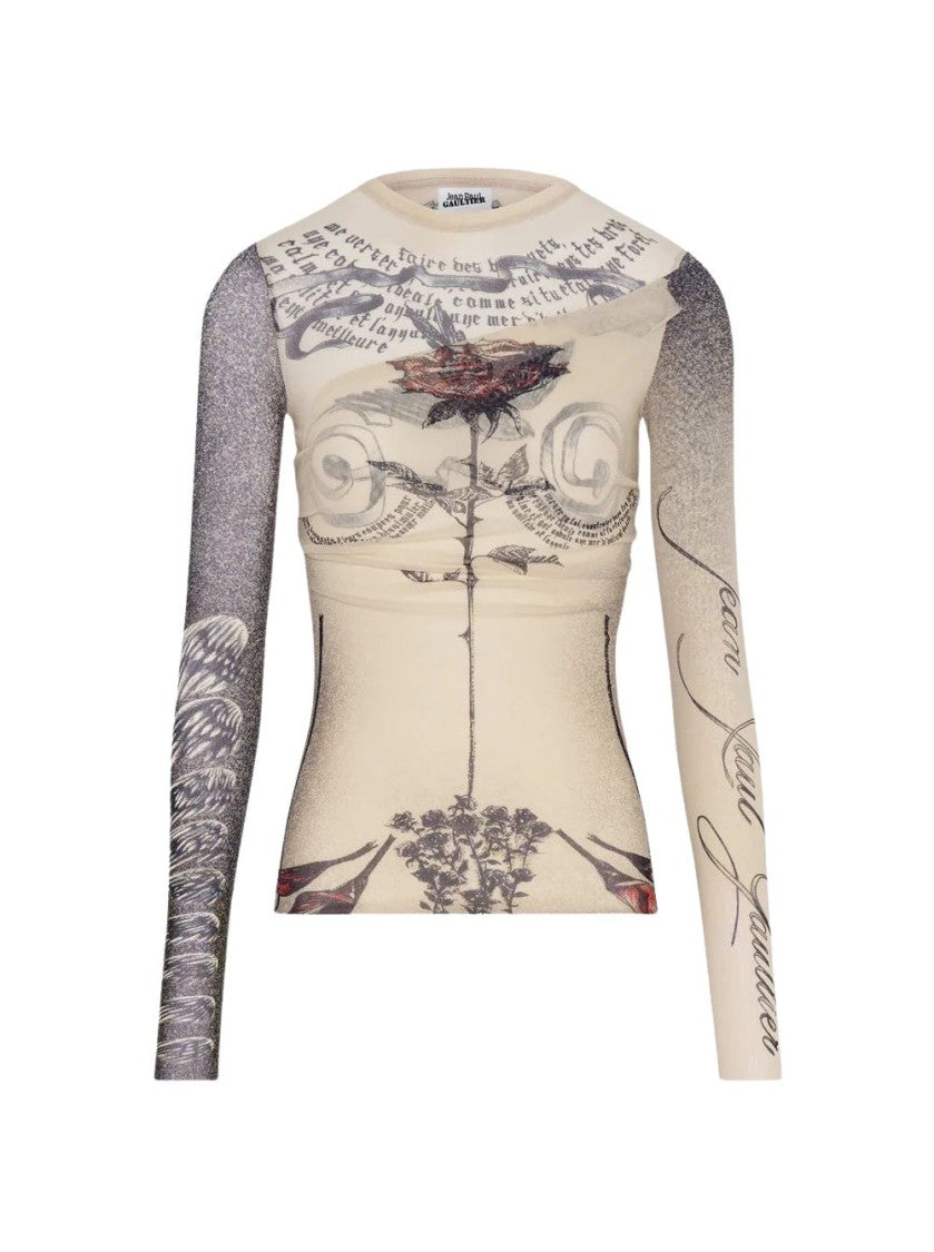 Jean Paul Gaultier Double Layer Mesh Tattoo Rose