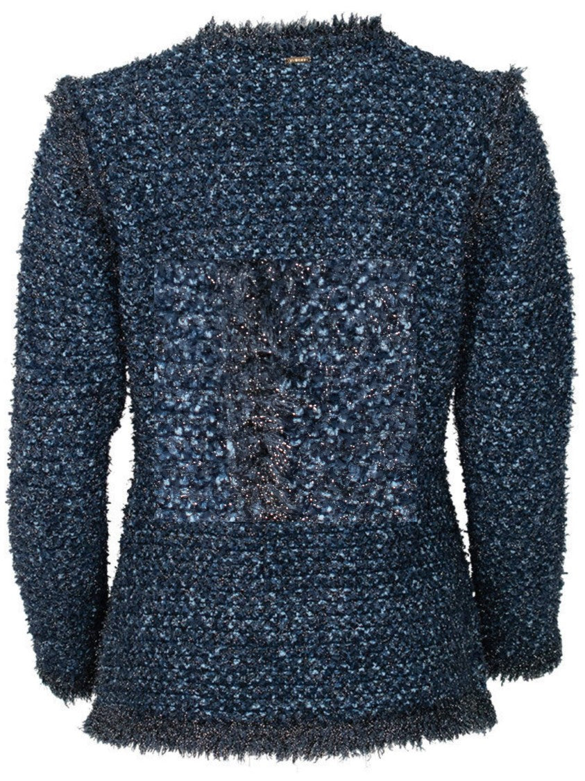 Twin-Set Textured Boucle Blazer With Fringed Edges