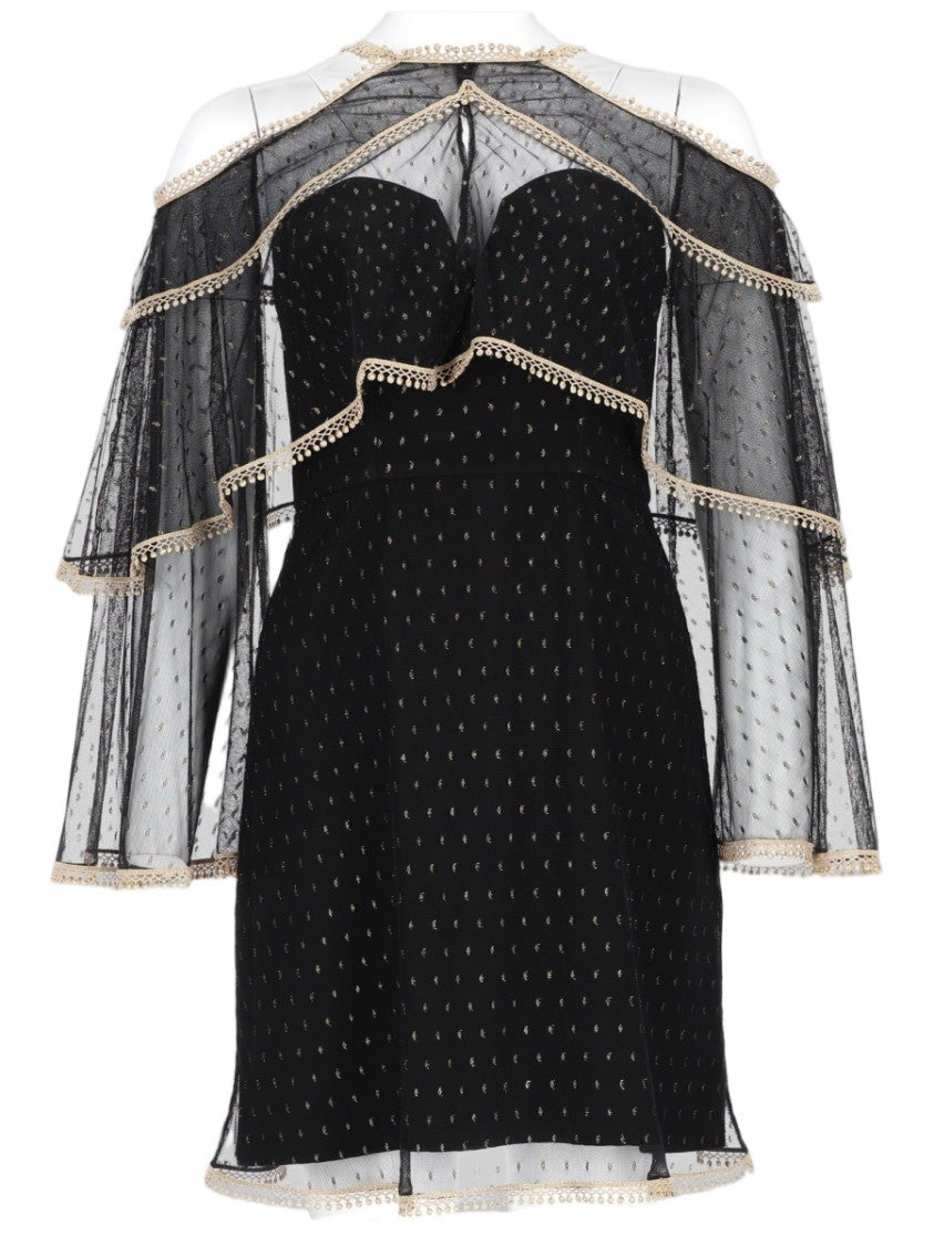 Thurley Polka Dot Overlay Mini Dress With Sweetheart Neckline