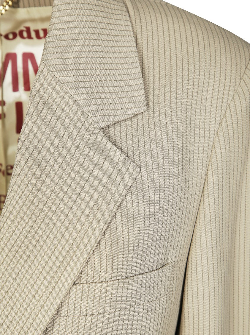 Golden Goose Pinstripe Oversized Blazer With Notched Lapel