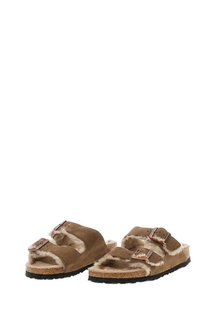Birkenstock Light Brown Arizona Shearling Suede Sandals
