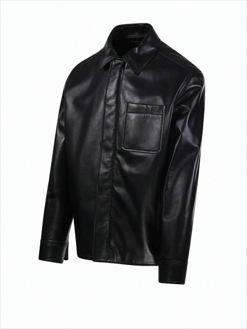 Loewe Lambskin Leather Jacket With Structured Collar