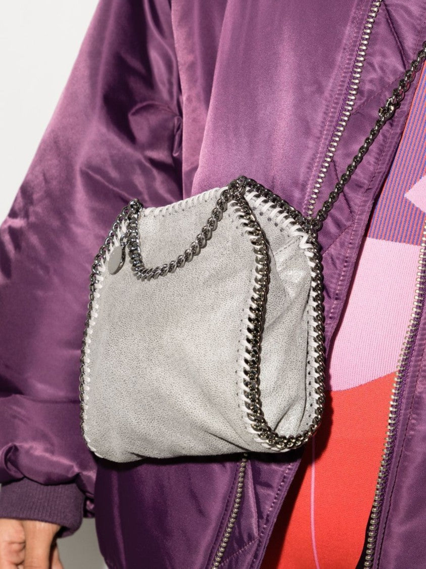 Stella Mccartney Grey Charm Chain-Trimmed Shoulder Bag