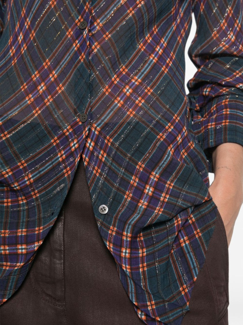 Dries Van Noten Plaid Long-Sleeve Button-Down Shirt