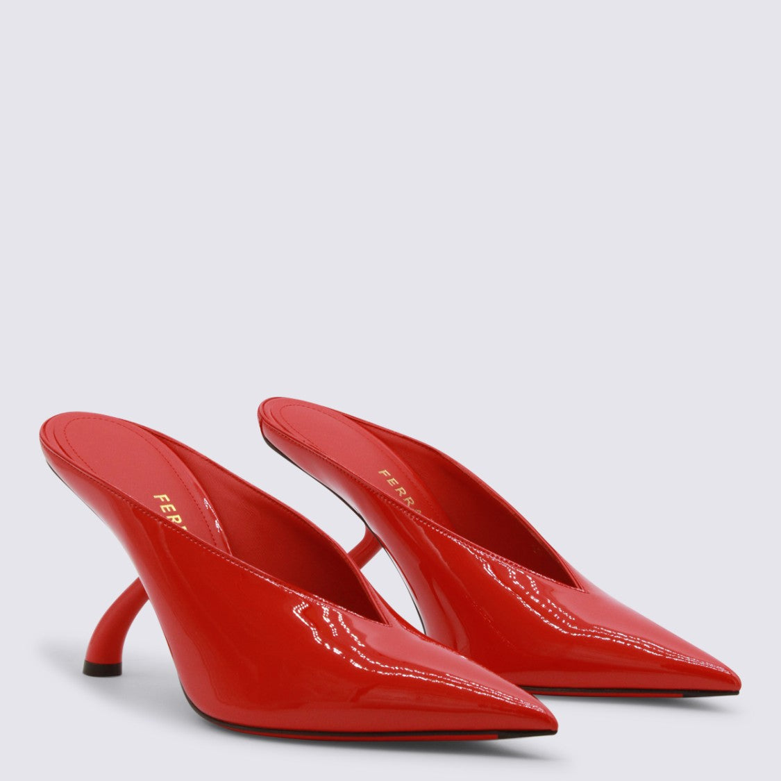 Ferragamo High-Heeled Mules With Sculptural Curved Heel