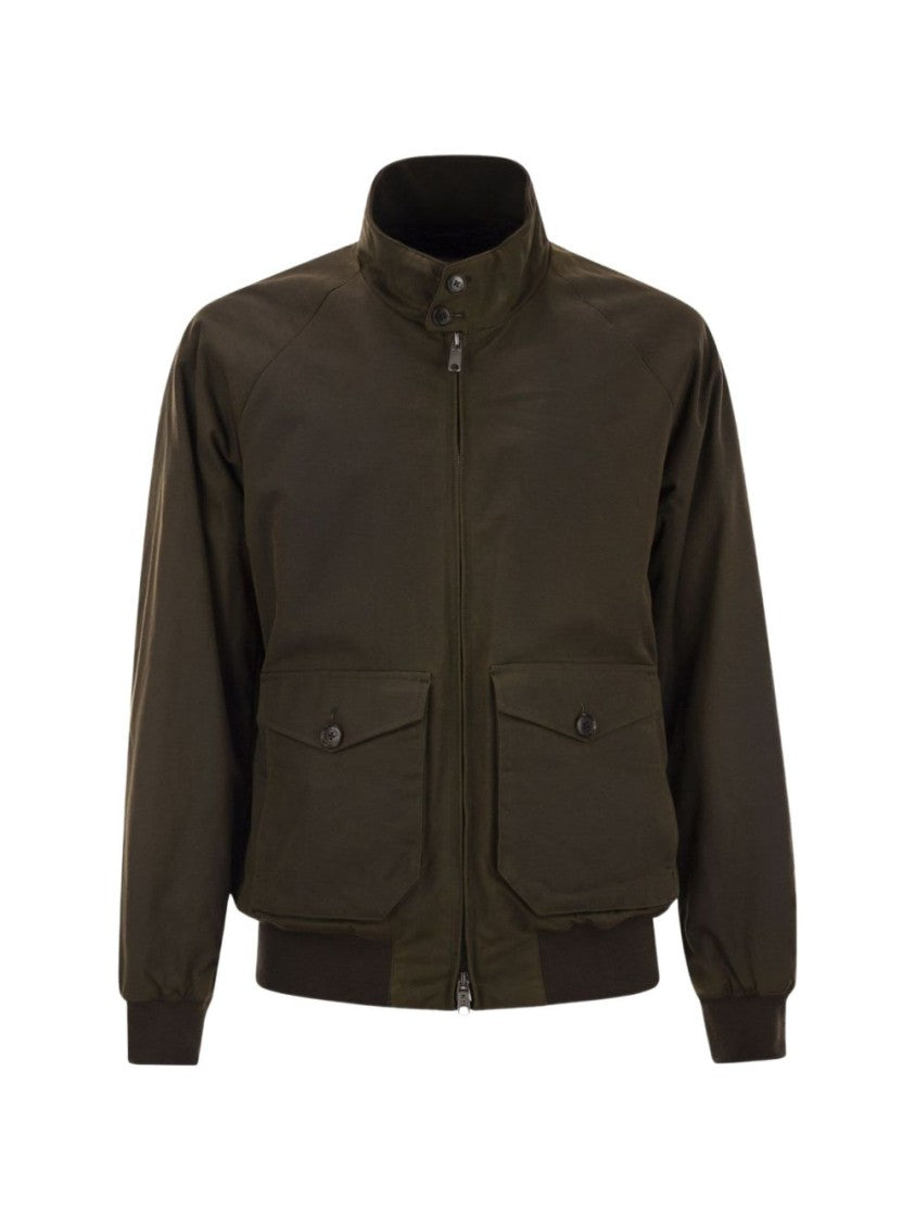 Baracuta Structured High Collar Ribbed Cuff Jacket