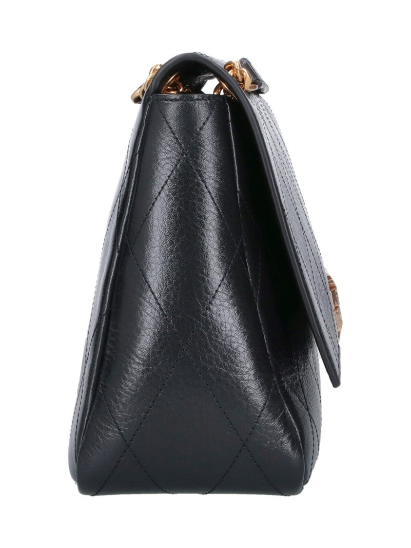 Tory Burch Black Quilted Leather Charlie Shoulder Bag