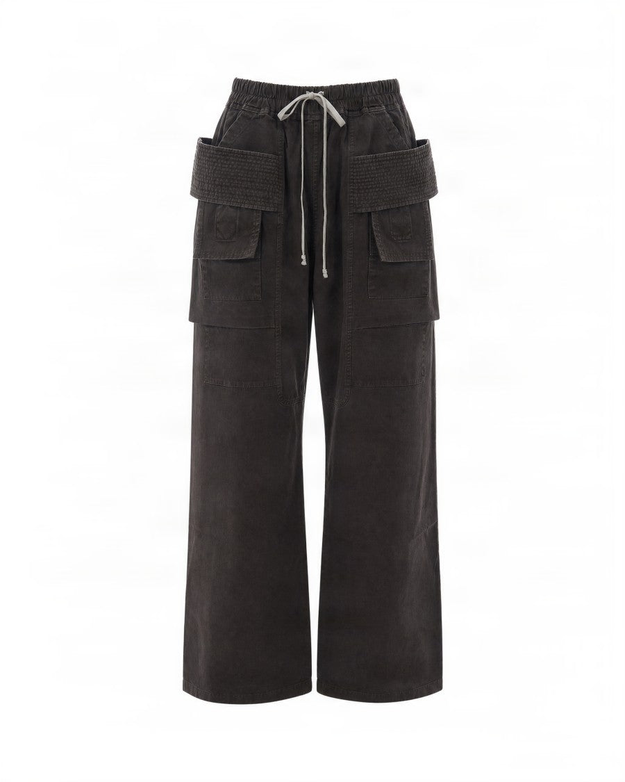 Drkshdw By Rick Owens Creatch Black Cotton Cargo Wide-Leg Pants