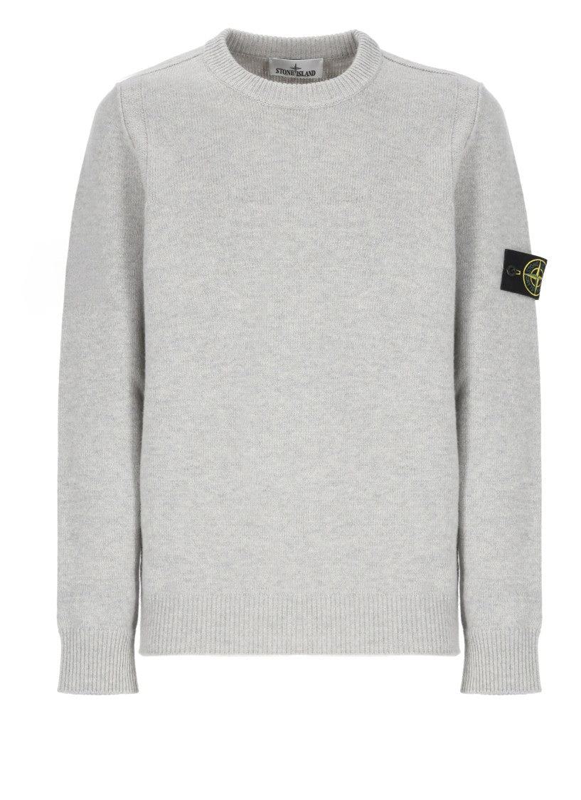 Stone Island All-Over Ribbed Grey Wool Sweater