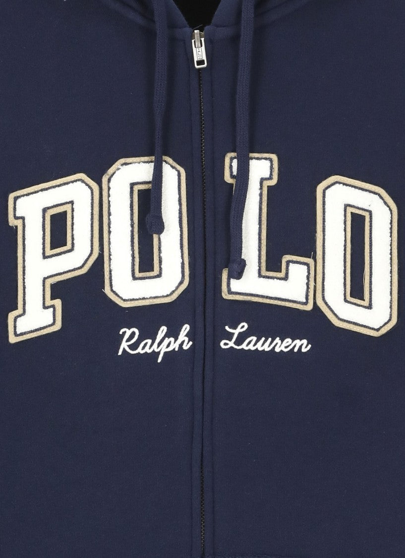 Polo Ralph Lauren Logo-Embellished Blue Cotton Hoodie