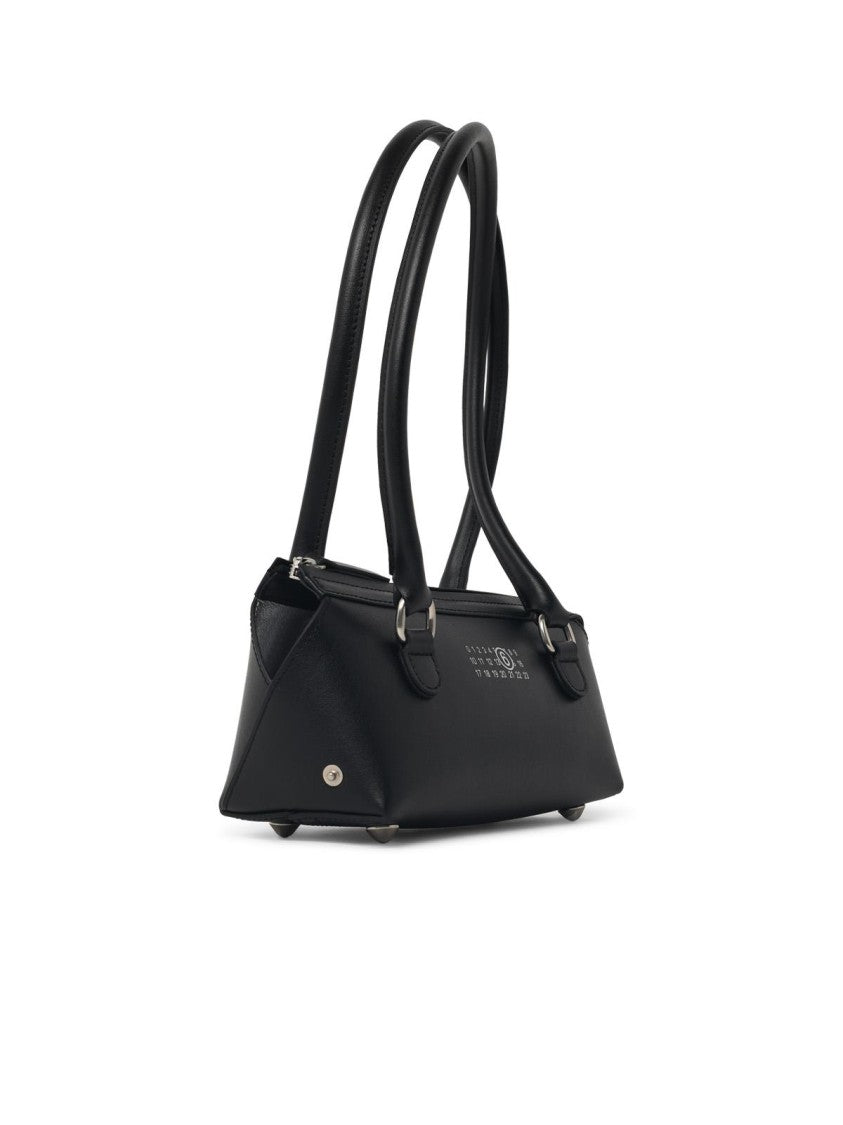 Mm6 By Maison Margiela Black Structured Leather Mini Top Bag