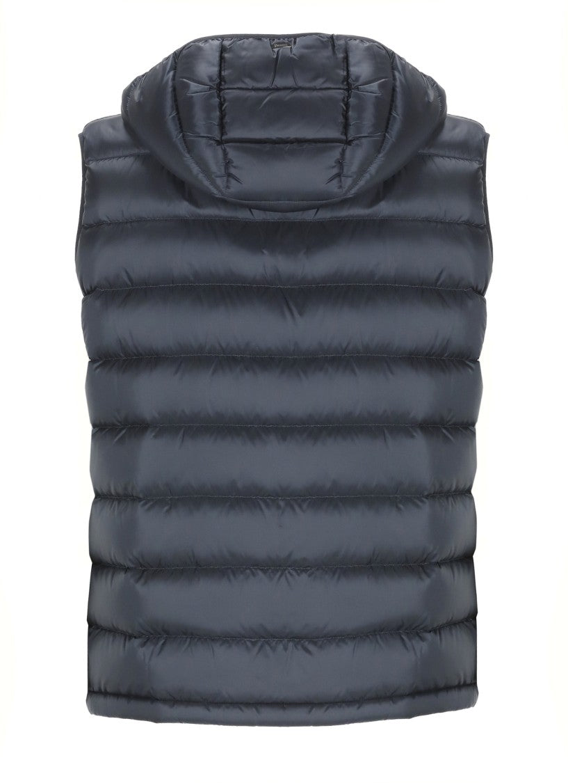 Herno Quilted Vest With Removable Hood And Front Zip Pockets