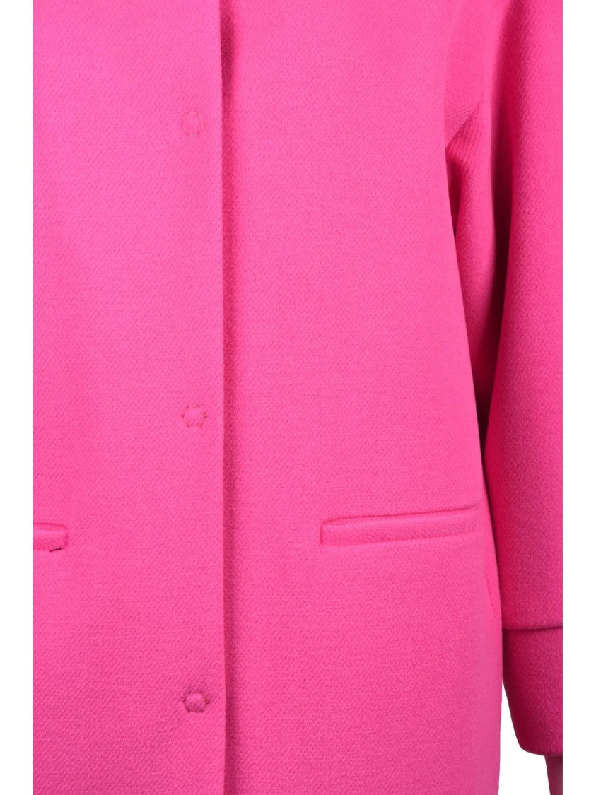 Oliver Horigamy Fuchsia Virgin Wool-Blend Chenille Coat