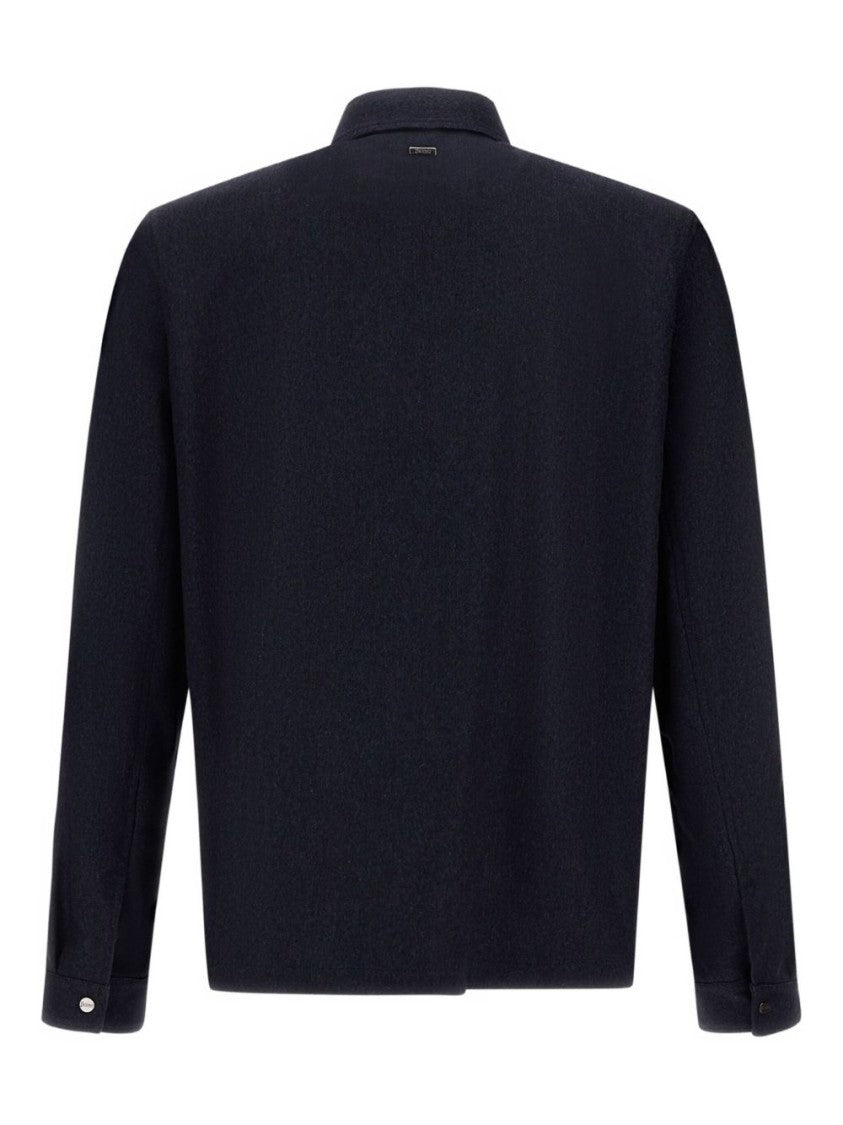 Herno Navy Cashmere-Silk Shirt Jacket