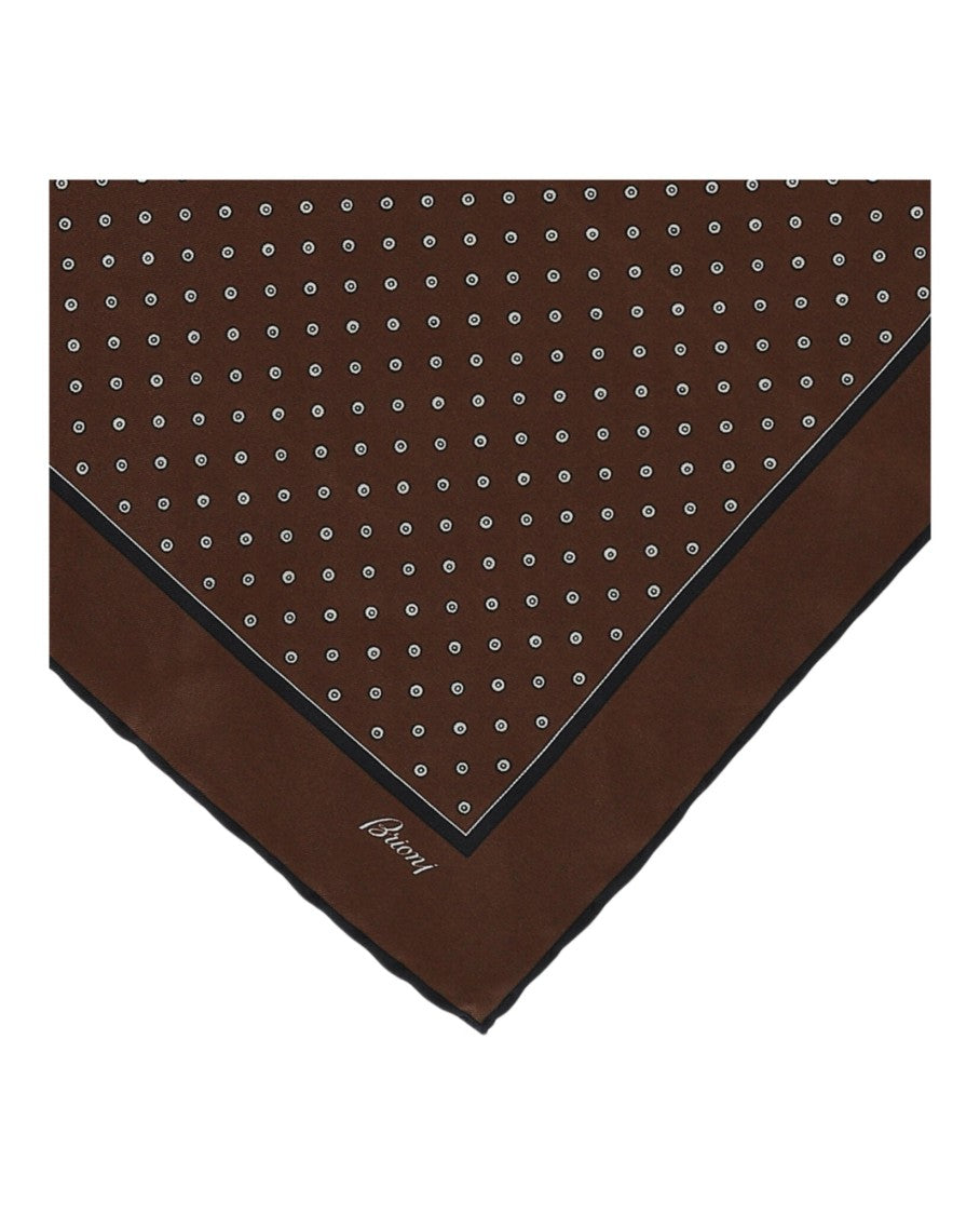 Brioni Polka Dot Print Silk Pocket Square