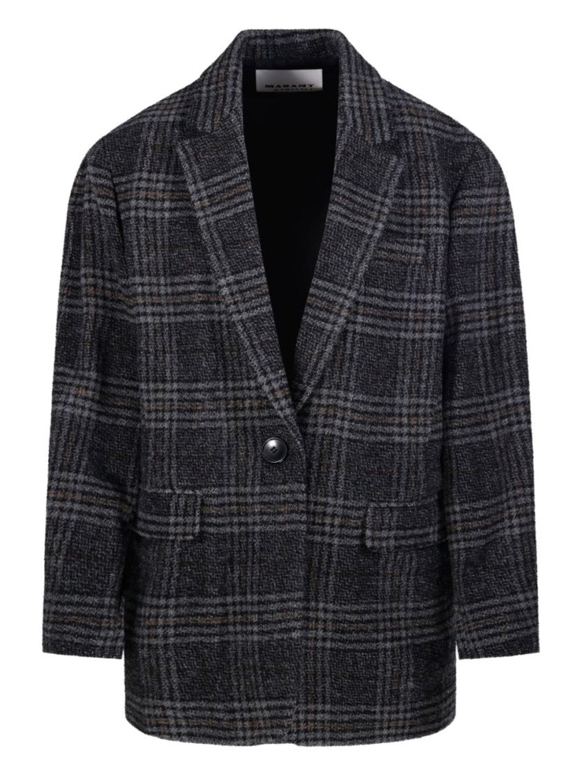 Isabel Marant Étoile Tailored Plaid Blazer With Single Button Closure