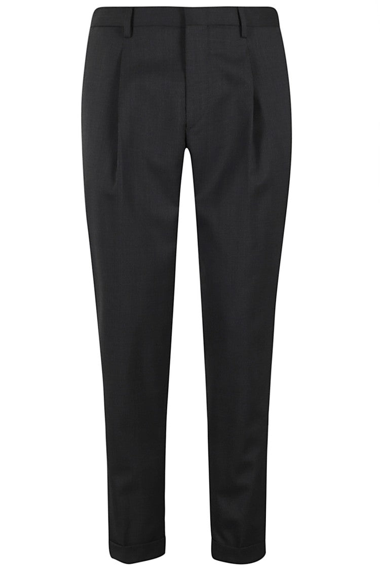 Briglia Tailored Anthracite Wool Blend Pants With Front Darts