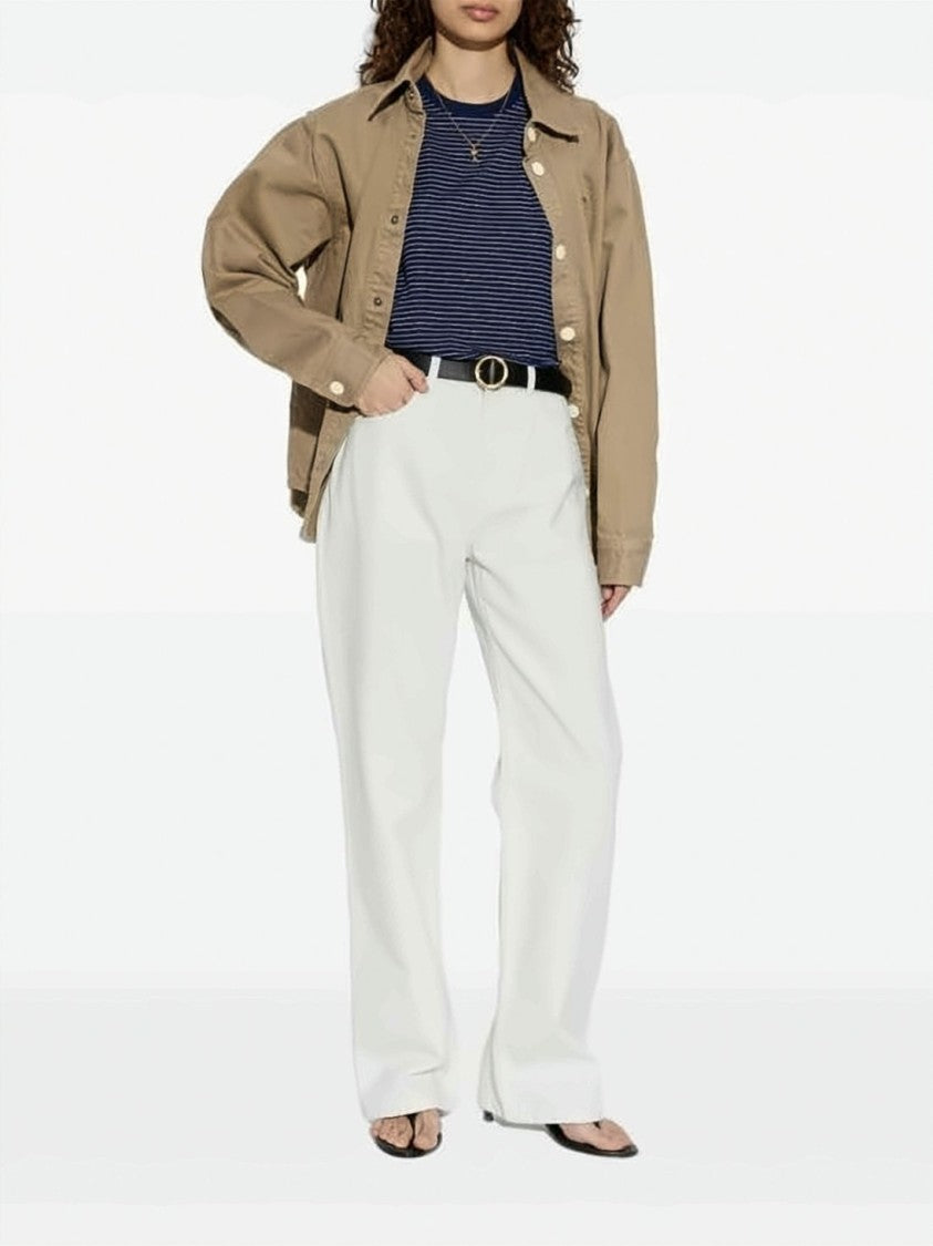 Ami Paris High-Waisted Cotton Straight-Leg Pants