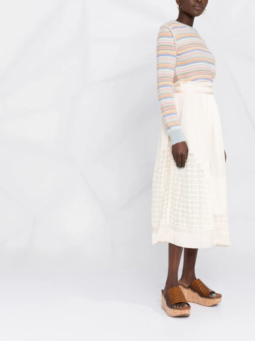 Ulla Johnson Cadena Lace-Insert Midi Skirt