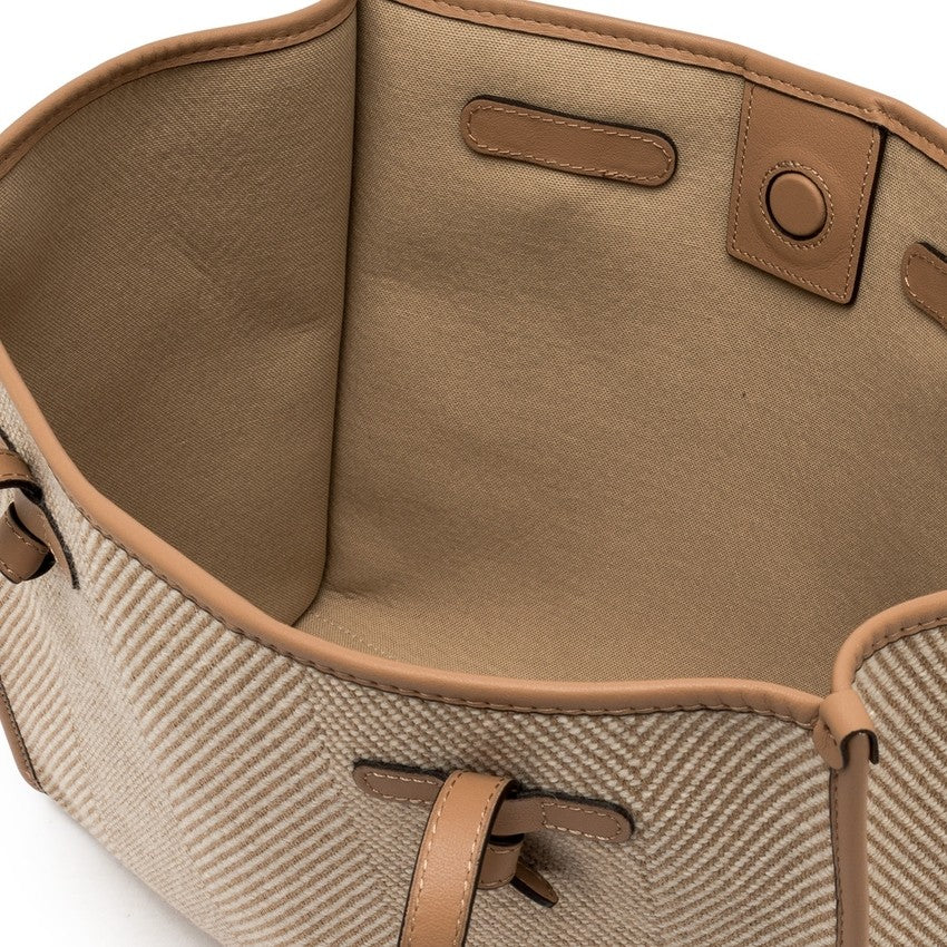 Marcella Structured Herringbone Wool Handbag With Leather Pouch