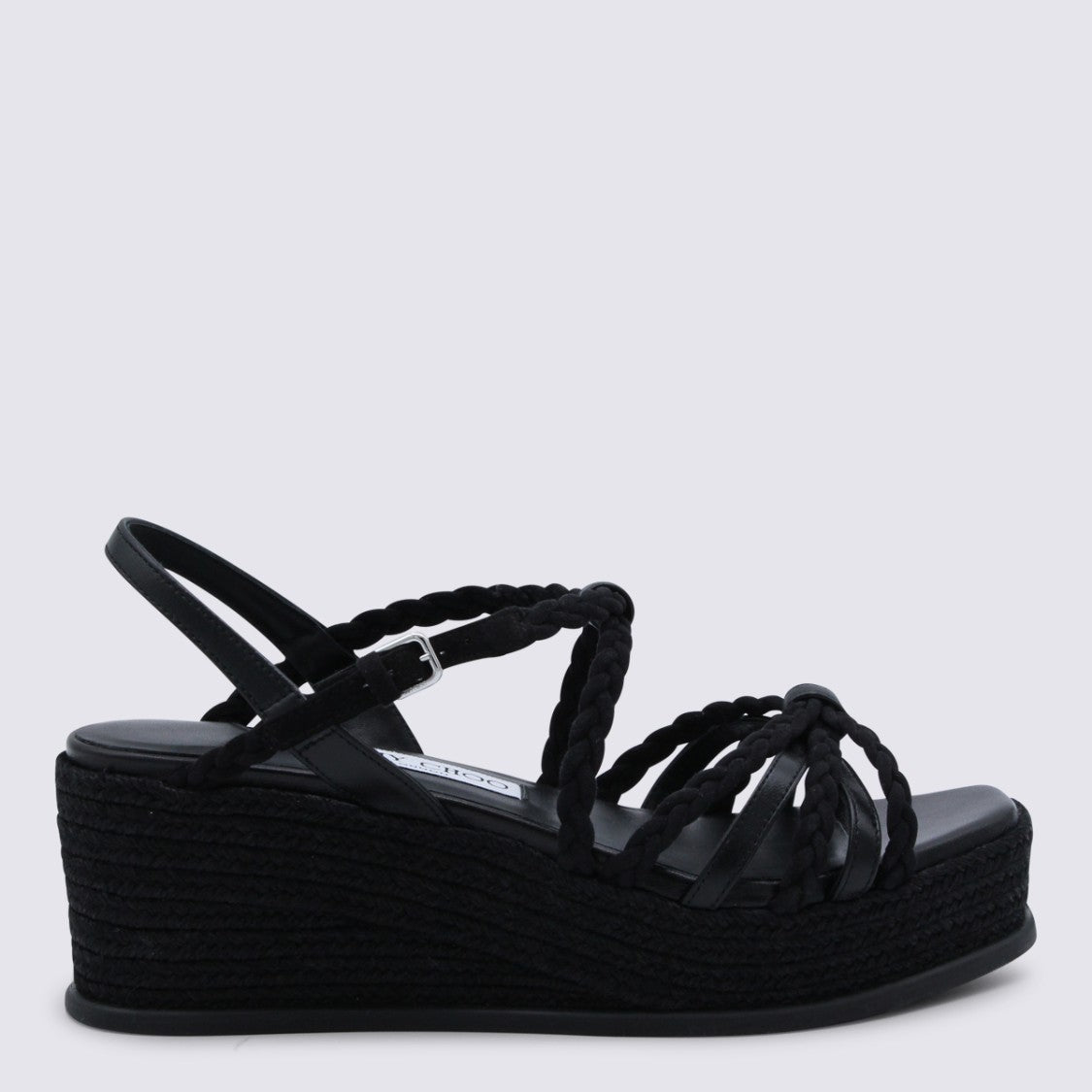 Jimmy Choo High Platform Black Espadrille Sandals