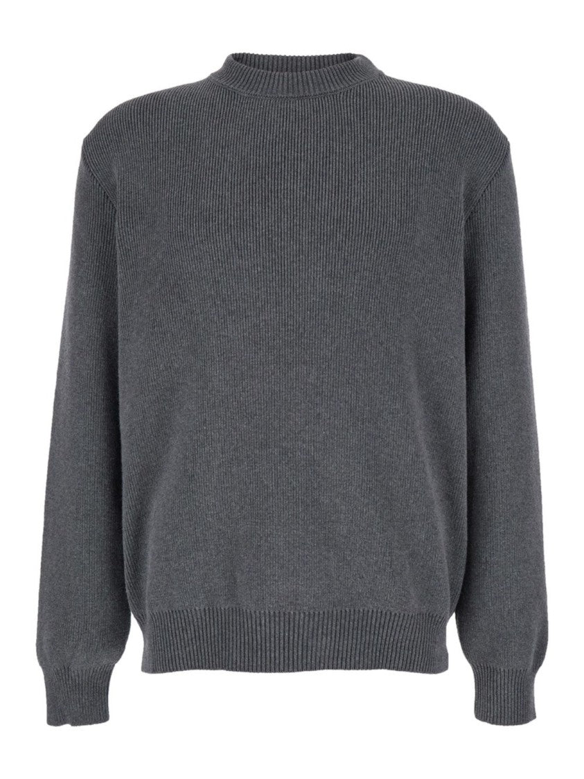 Golden Goose Grey Ribbed Finishes Cotton Sweater