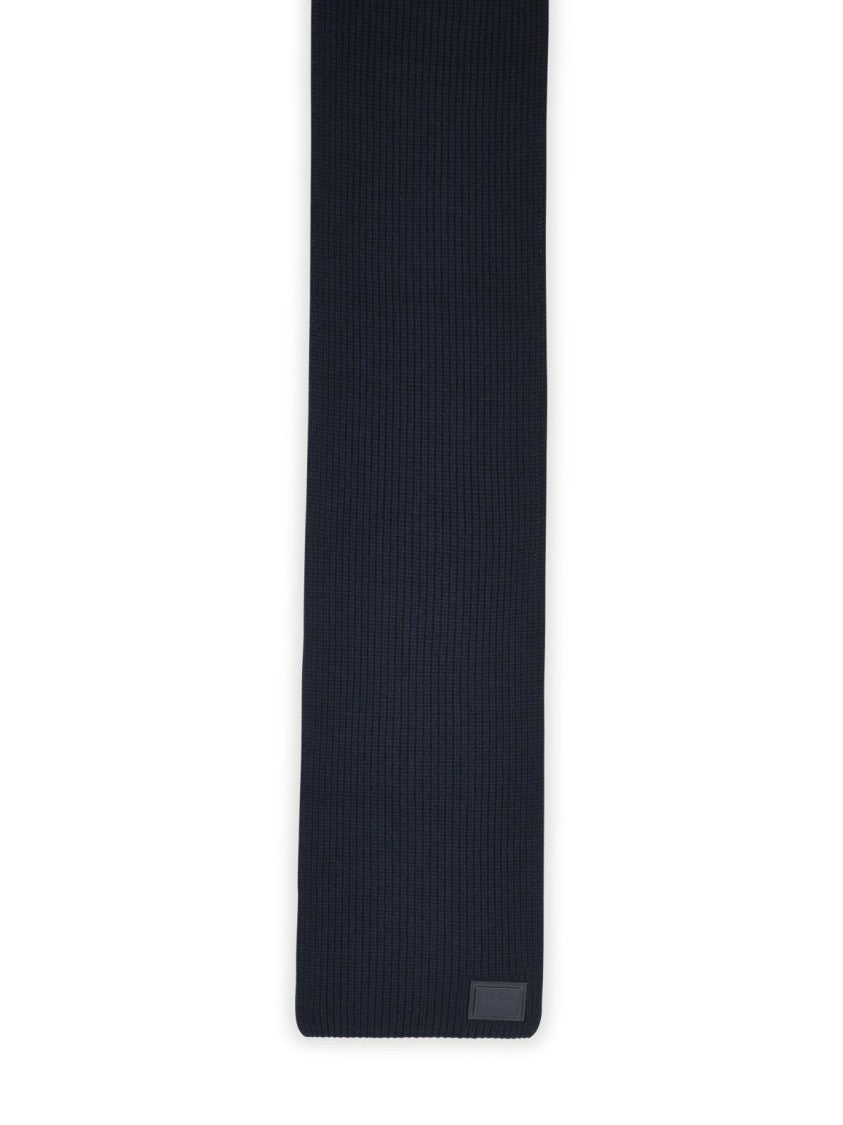Dolce & Gabbana Blue Dg Patch Embossed Leather Cashmere Scarf
