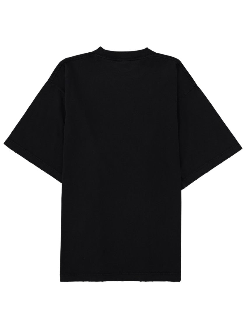 Balenciaga Black Graphic Print Cotton T-Shirt
