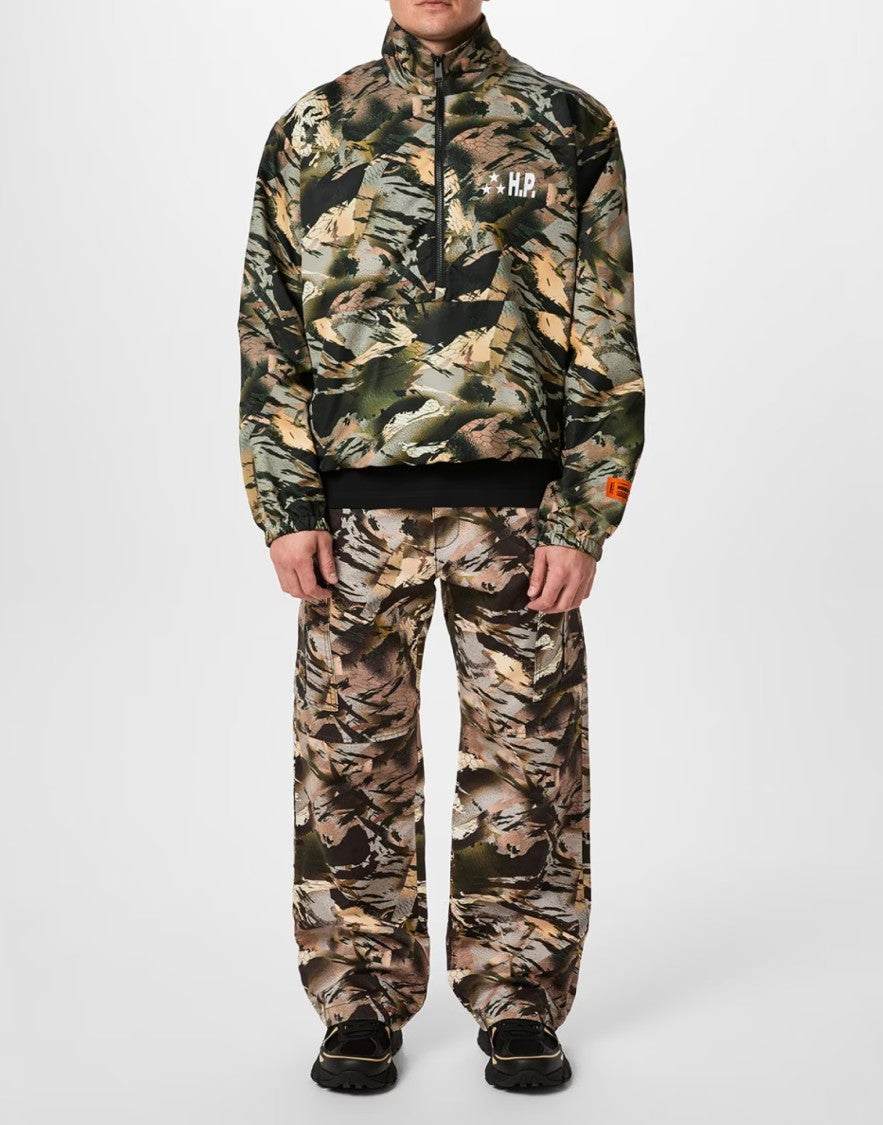 Heron Preston Nylon Camo Logo Tape Windbreaker Jacket