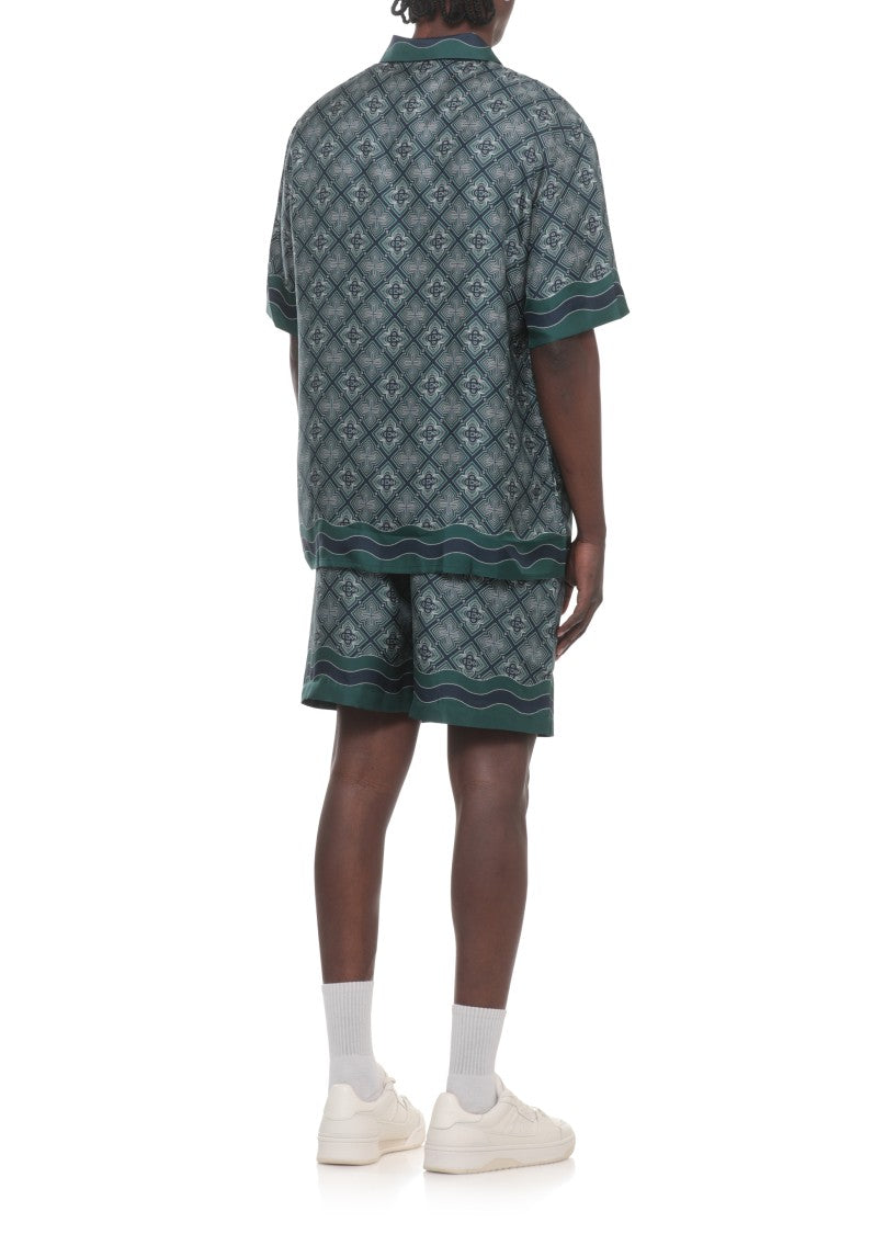 Casablanca Green Radiating Monogram Silk Shirt