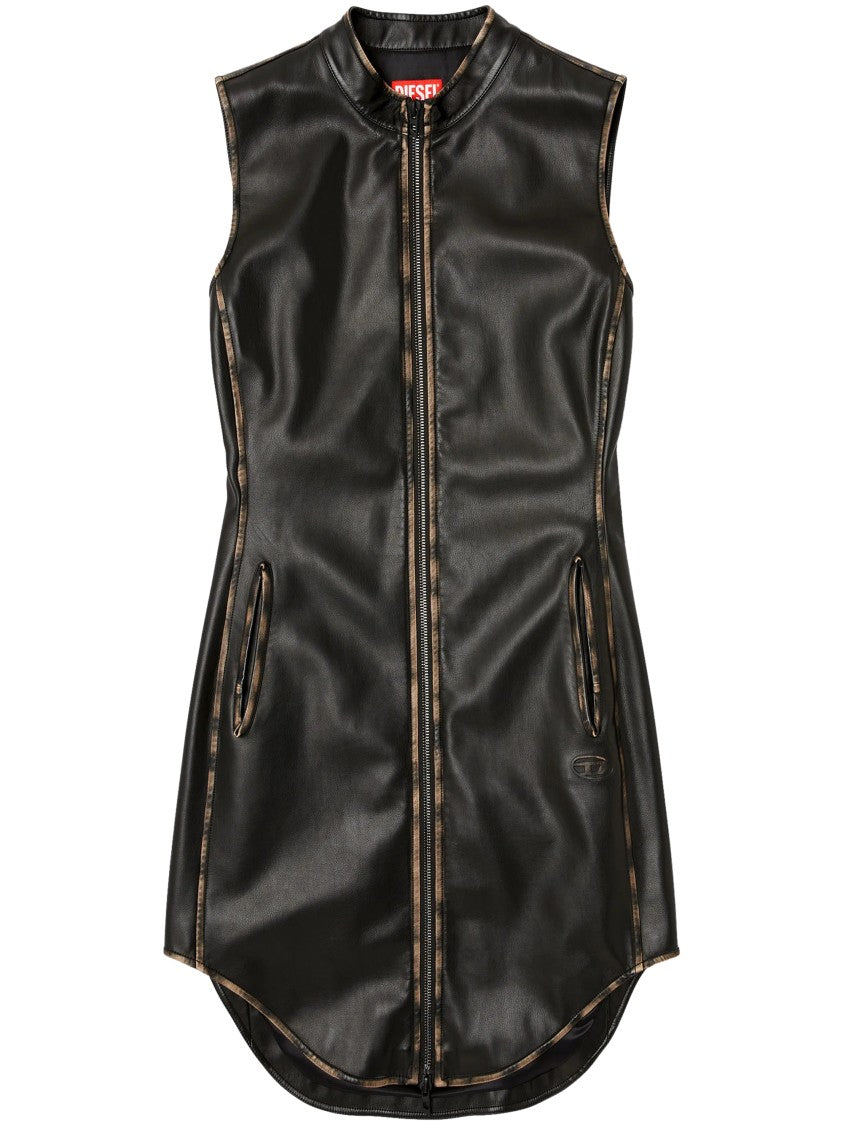 Diesel Fitted Midi Dress With Zipper Closure And Piping Details