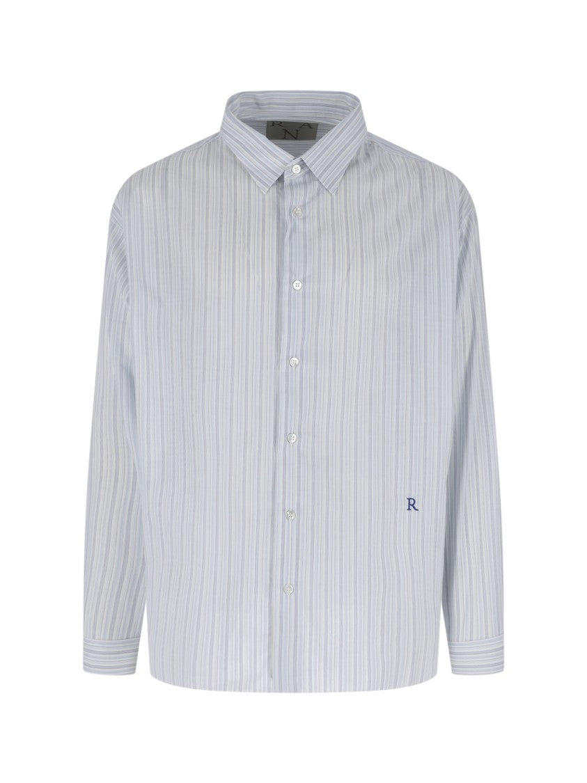 Ranra Light Blue Striped Cotton Silk Shirt