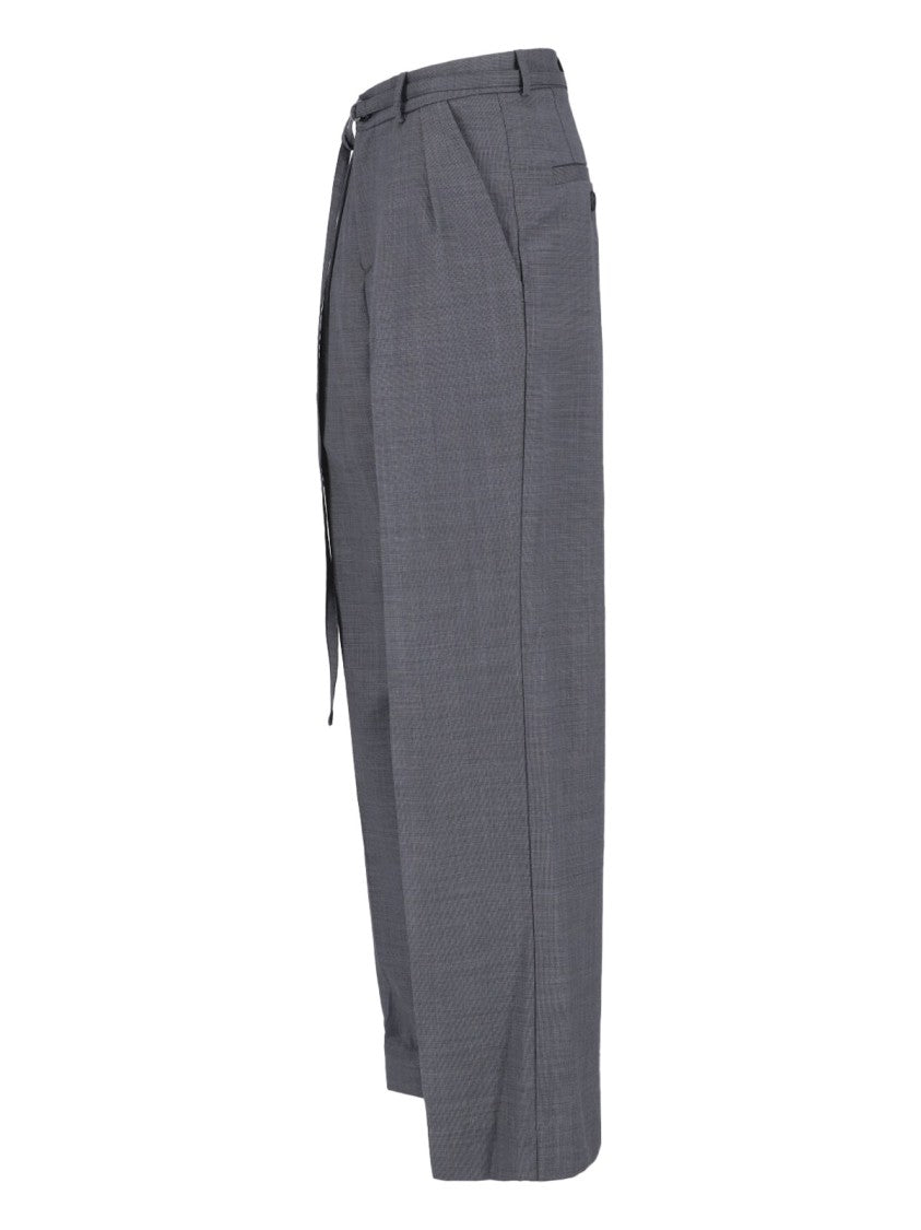 Eudon Choi Grey High-Waisted Tailored Virgin Trousers