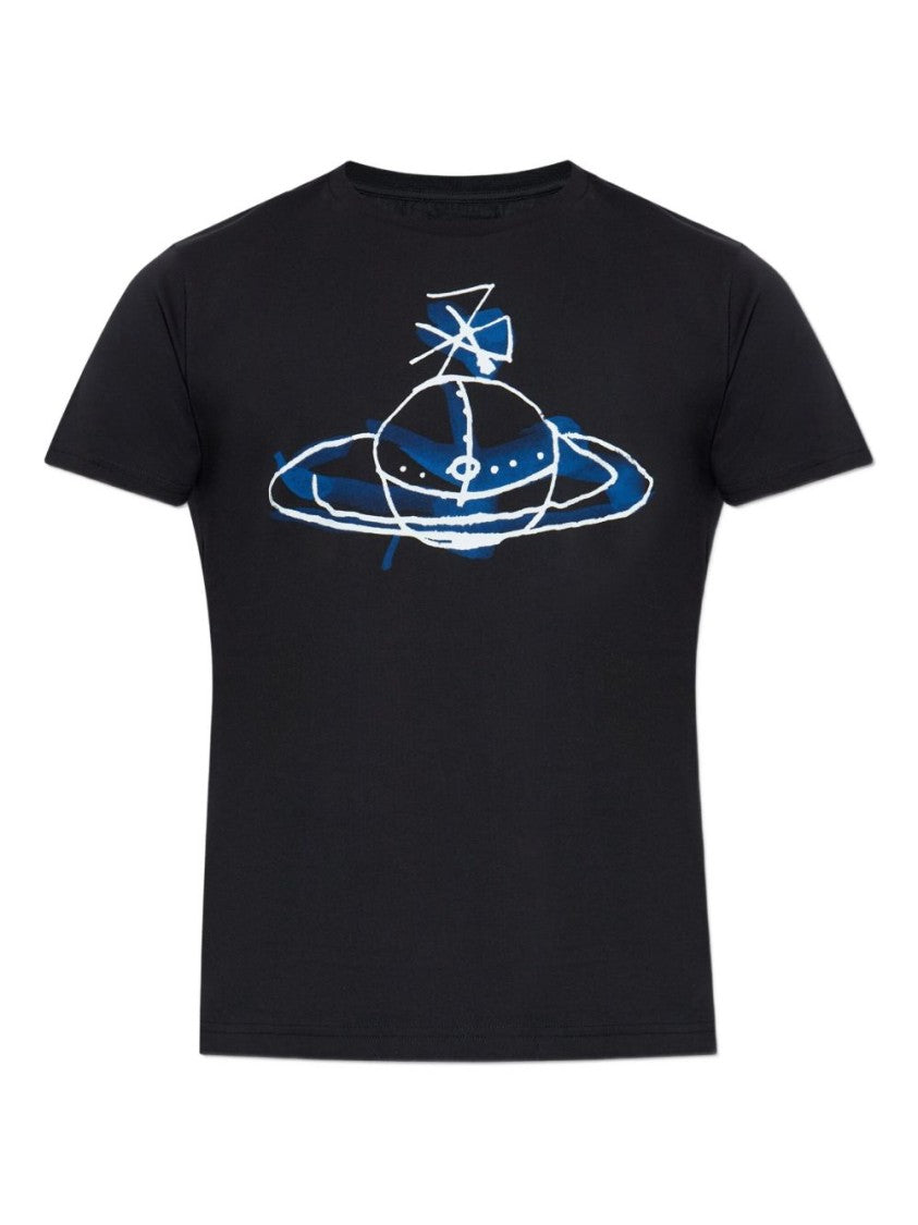 Vivienne Westwood Orb Logo Print Crew Neck T-Shirt In Black