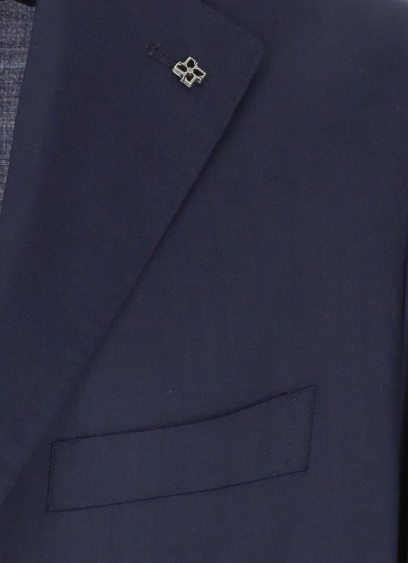 Tagliatore Blue Silk And Virgin Wool Jacket