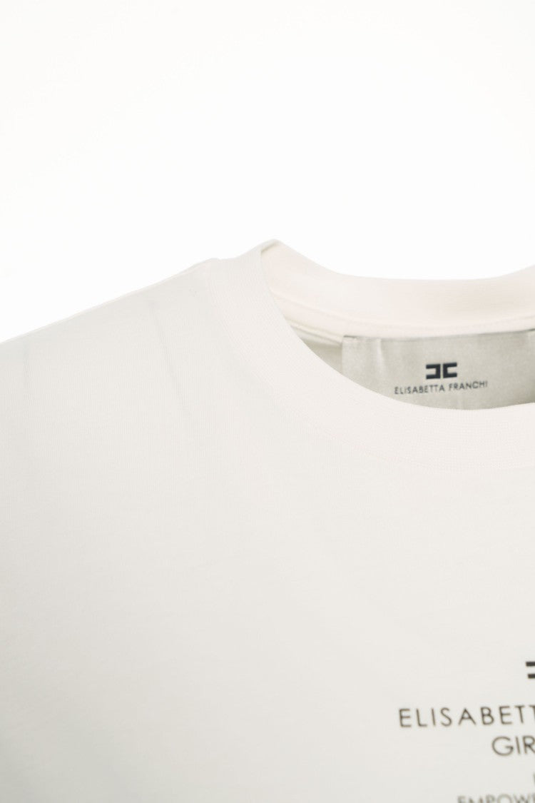 Elisabetta Franchi White T-Shirt With Discreet Front Print
