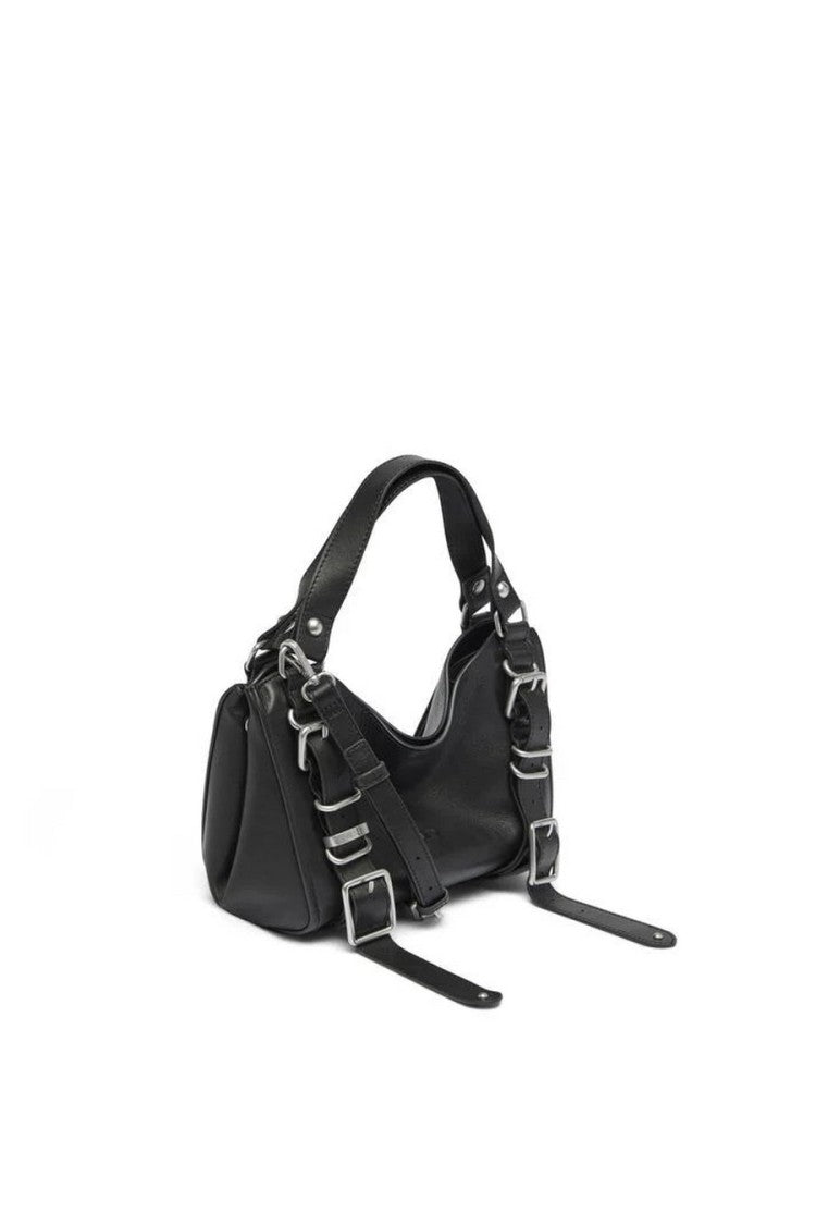 Diesel Black Compact Leather Hobo Shoulder Bag