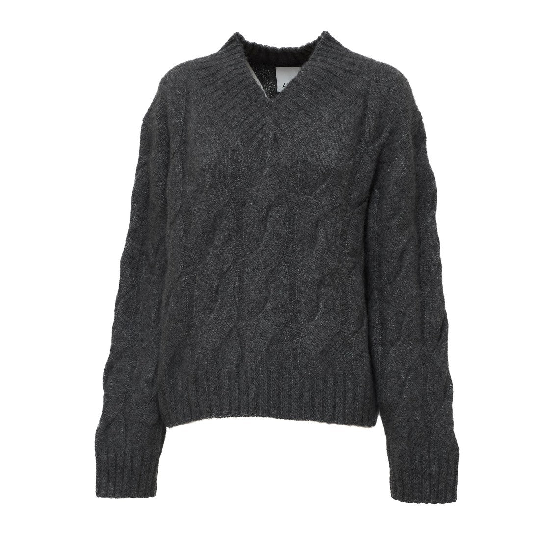 Allude Cable-Knit Cashmere Silk V-Neck Sweater