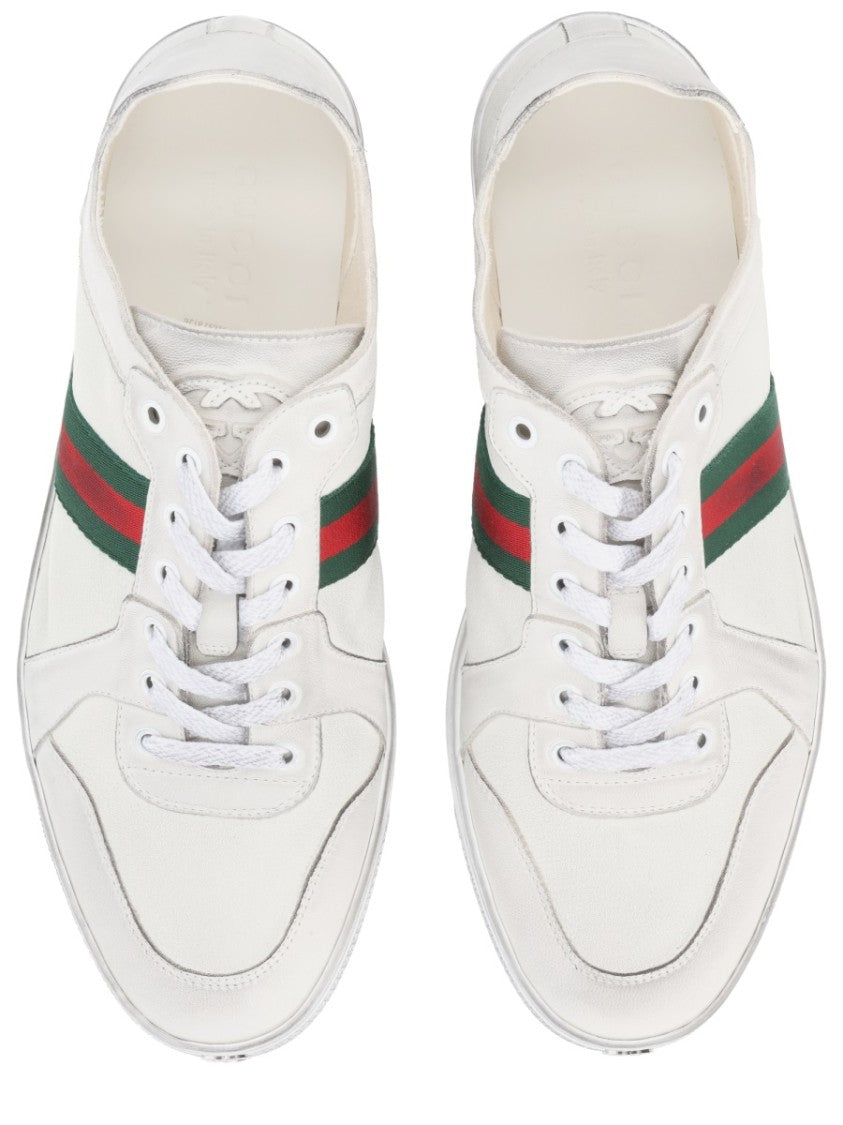 Gucci Stretch Webbing Low-Top Lambskin Sneakers