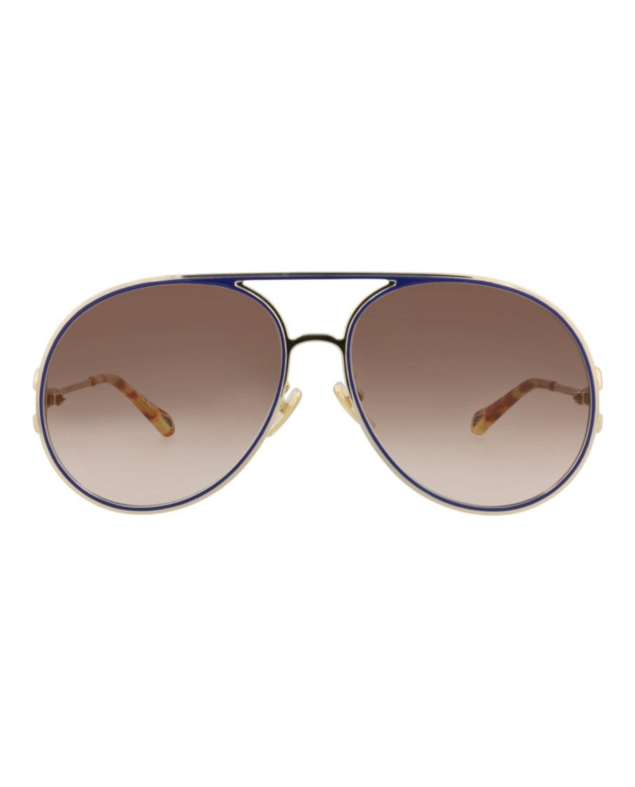 Chloé Aviator-Frame Metal Sunglasses